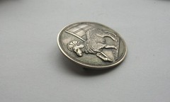 Vintage Large Moravian Seal Sterling Silver 1 1/4″ Brooch Pin 9.6 Grams