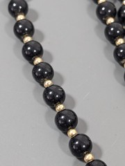 Vintage Monet Classic Black Beaded Necklace Elegant Gold Tone 30 in