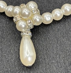 Vintage Pearl Faux Crystal Statement Teardrop Pendant 1990s
