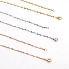 9PCS Stainless Steel Flat Cable Necklace 16″/18″/20″/22″/24″/26″ 2mm Wide