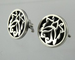 Vintage Guad Jal Mexico Sterling Silver Geometric Design Cufflinks 925 6.2g