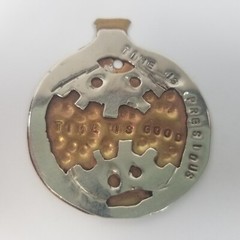 VINTAGE Metal Brutalist “Time is Good/Precious” Pendant Charm