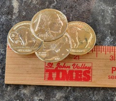 Vintage 1970’s Buffalo Nickel & Mercury Dime Pin Brooch Wartime Coins Gold Tone