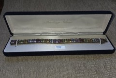 Vintage Sterling Silver Multi Gemstone Triple Row Tennis Bracelet 925 Thailand