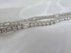 Vintage Sterling Silver 925 Baguette Cubic Zirconia Tennis Bracelet 7″