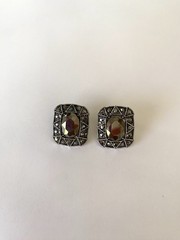 Vintage Estate Find Silver Gold Tone Rhinestone Pierced Post Earrings 1/2”