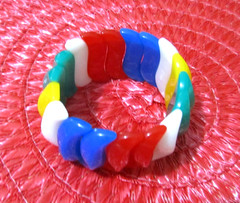 Vintage colorful elastic bracelet,small,red blue yellow green white