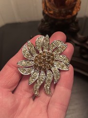 Celebrity NYBrooch Flower Rhinestone Vintage Brooch Costume Jewelry Marked