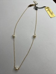 VTG NOS Marvella 15” Gold Filled Chain Cultured Pearl Station Choker Necklace