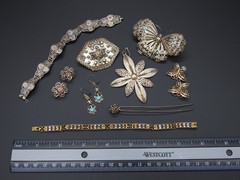 Estate 800 Silver Filigree Cannetille Jewelry Lot Antique Victorian Revival 66gr