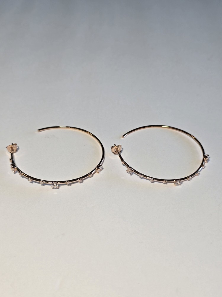 Sterling Silver Rose Gold Vermeil Large Hoop Earrings Marked JCL 925 CZ