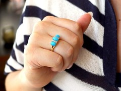 Antique 1.65Ct Turquoise, 0.24Ct Diamond and 15k Yellow Gold Ring Circa 1890