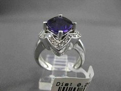 ESTATE LARGE 2.25CTW DIAMOND & AAA AMETHYST 14KT WHITE GOLD FLORAL STAR RING