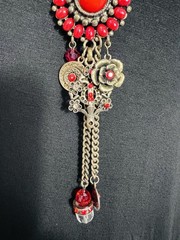 Vintage Neiger Brothers Style Necklace Glass Medallion Tassel 1930s Elegant