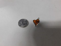 Jezlaine Sterling Silver Heart Swirl Orange Stain Glass Charm