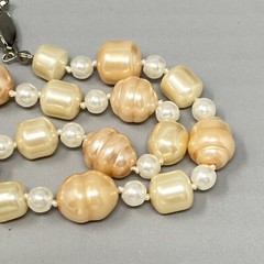 Simulated Pearl Necklace Baroque Cream Peach Collar Vintage Fish Hook Clasp 17″