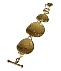 Vintage Elizabeth Taylor Avon Gold Coast E Bracelet Hammered Gold Tone 7.75″