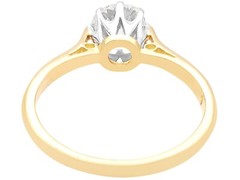 Antique and Vintage 0.80Ct Diamond and 18k Yellow Gold Solitaire Ring