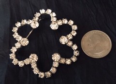 Vintage Large Sparkly Clear Rhinestone Flower Brooch Pin 2.25” Diameter