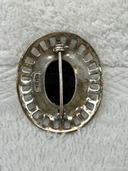 Vintage 925 Sterling Silver Ornade Style Black Onyx Marcasite Pin Brooch #110