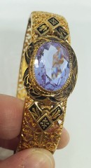 Gorgeous Early 1900s Taille D’Epargne Light Lilac Glass Stone Bracelet