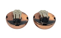 VTG MCM Copper Dome Clip On Earrings Large Round