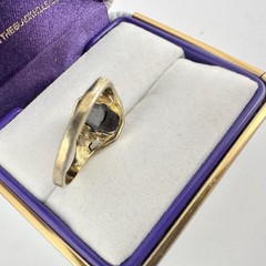 Antique Old VTG 14k GE Uncas Signed Ring Black Cab Sz5.5 Filigree Estate Read