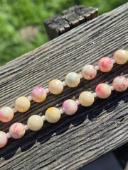 Vintage Lucite Marbled Pastel Necklace Beaded Spring Easter Pink Cream Blue