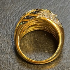 Size 6.75 Victoria Wieck Peacock Feather Pattern Ring Gold 925 Sterling Silver