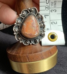 Mexican Fire Opal Ring S 7.75 Natural Red Flash Cantera Opal 925 Sterling Silver