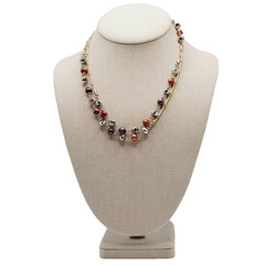 Colorful Burgundy and Plum Pearl with Crystal Beaded Long Station Necklace 36 in