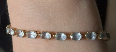 14k Gold Blue Topaz Tennis Bracelet Earrings Set Estate