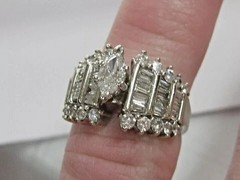 3Ct Marquise Cut Lab Created Diamond 14K White Gold FN Cluster Engagement Ring
