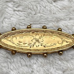 Vintage Gold Filled Brooch Engraved Victorian Revival Signed A & Z 1/20 14k GF