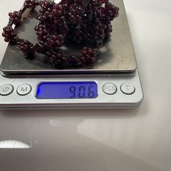 Bohemian Garnet Grape Cluster Necklace Vintage 34″ Long 90 grams