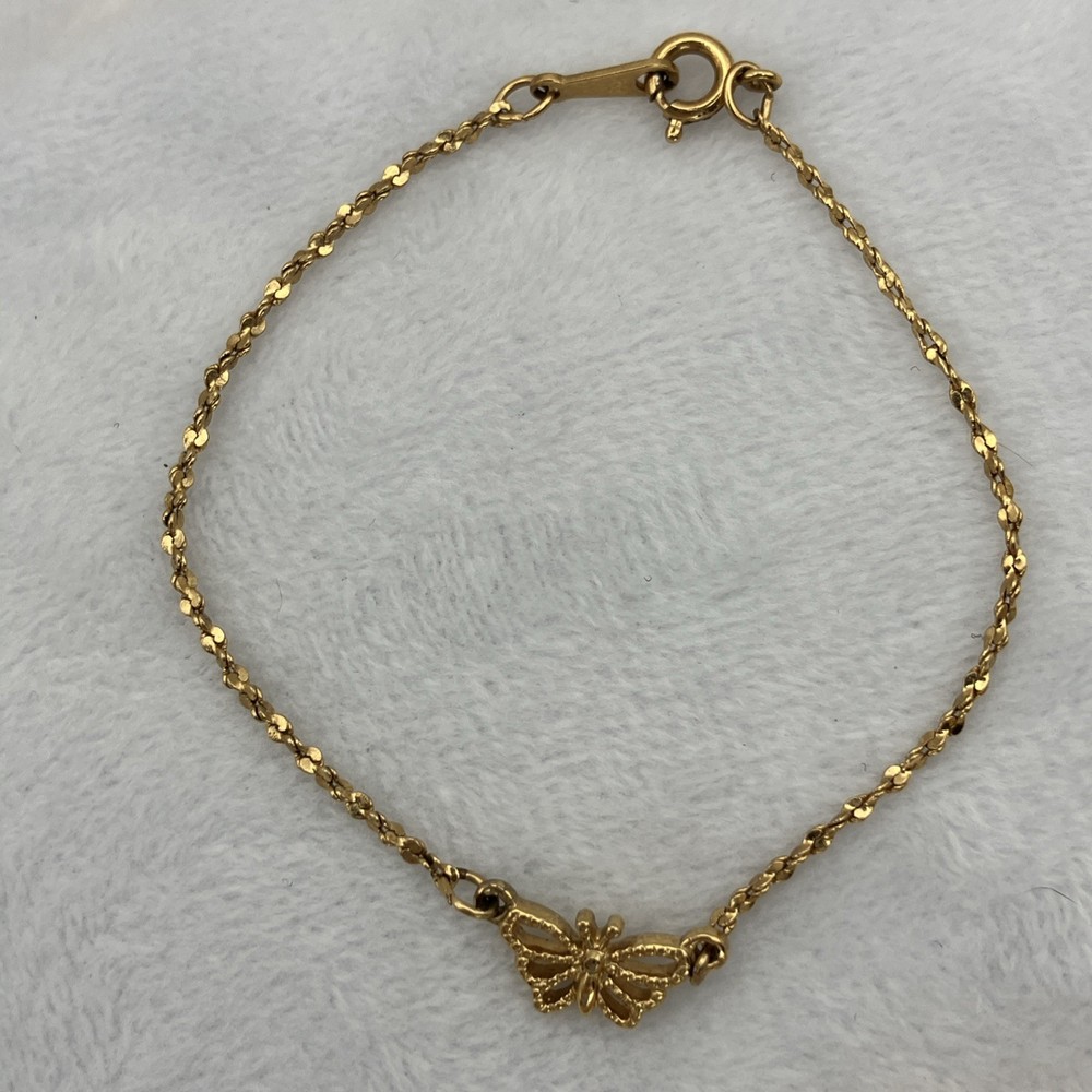 Vtg Avon Butterfly Chain Bracelet Dainty Minimalist Jewelry 6.5″ Signed Coquette