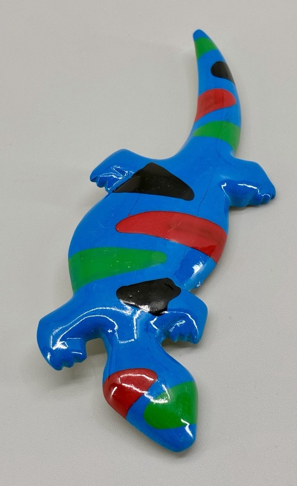 Vintage Colorful Lucite Style Lizard Gecko Brooch Pin Blue Red Green Abstract