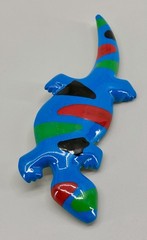 Vintage Colorful Lucite Style Lizard Gecko Brooch Pin Blue Red Green Abstract