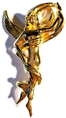VINTAGE STUNNING GOLD TONE LADY REMINGTON ANGEL SIGNED PIN BROOCH