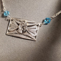 VTG 18″ Solid Sterling Silver Unusual Exotic Ethnic Princess Pendant Necklace