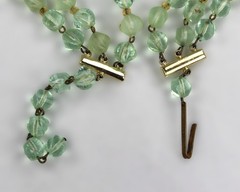 Vintage 50s Green Bauble Necklace Earrings Jewelry Set Frosted Opaque W Germany
