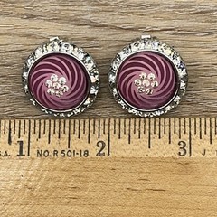 Vintage CORO Pink Swirl Flush Clear Rhinestone Statement Clip-On Earrings Signed