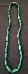 Vintage Oblong Elongated Malachite Stone Beaded Necklace
