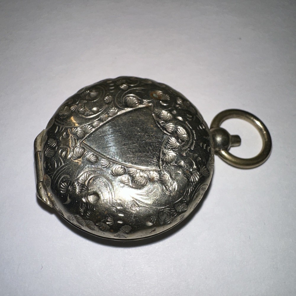 Antique German Silver Coin Locket Pendant Or Fob Charm