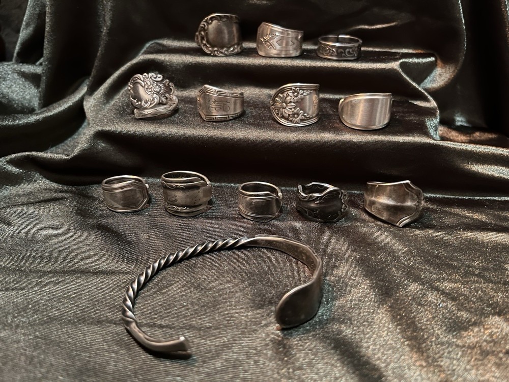 Spoon Ring/Bracelet Lot Of 12- Silver Plated &Stainless Steel- Antique &Vintage