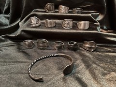 Spoon Ring/Bracelet Lot Of 12- Silver Plated &Stainless Steel- Antique &Vintage