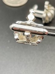 Vintage Royal Crown Figural Silver Tone Rhinestone King Swank Cufflinks