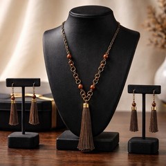 1960’s Boho Chic style Red Jasper Necklace & Earrings Retro Vintage