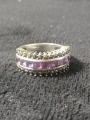 Sterling Silver/Amethyst/Marcasite Vintage Ring-size 6-nickel free