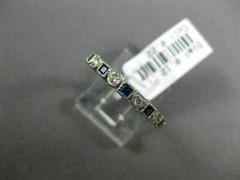 .34CT DIAMOND & AAA SAPPHIRE 14K WHITE GOLD FILIGREE MILGRAIN ANNIVERSARY RING
